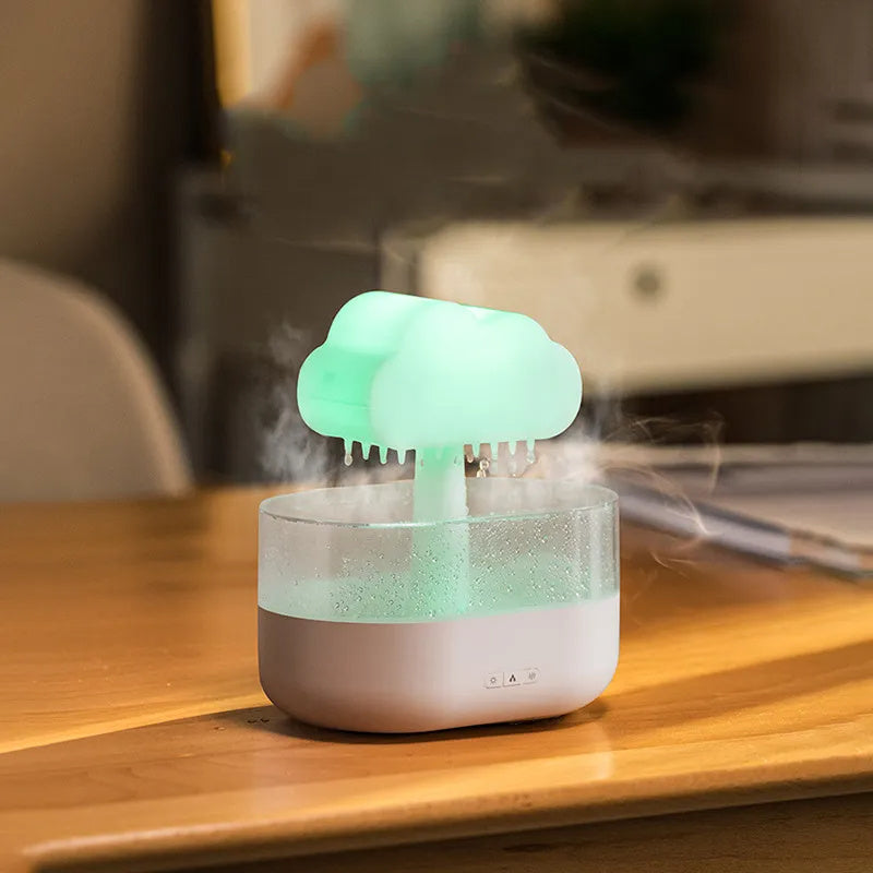 Diffuseur d’huiles essentielles avec son de gouttes de pluie et lumière LED 7 couleurs