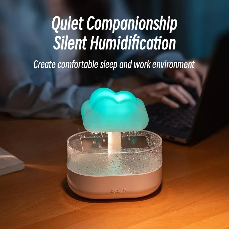 Diffuseur d’huiles essentielles avec son de gouttes de pluie et lumière LED 7 couleurs