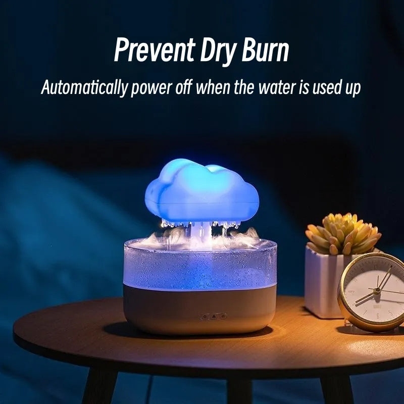 Diffuseur d’huiles essentielles avec son de gouttes de pluie et lumière LED 7 couleurs