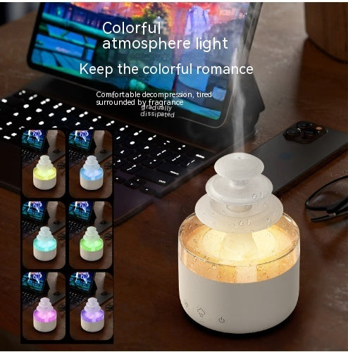 Diffuseur d’huiles essentielles avec son de gouttes de pluie et lumière LED 7 couleurs
