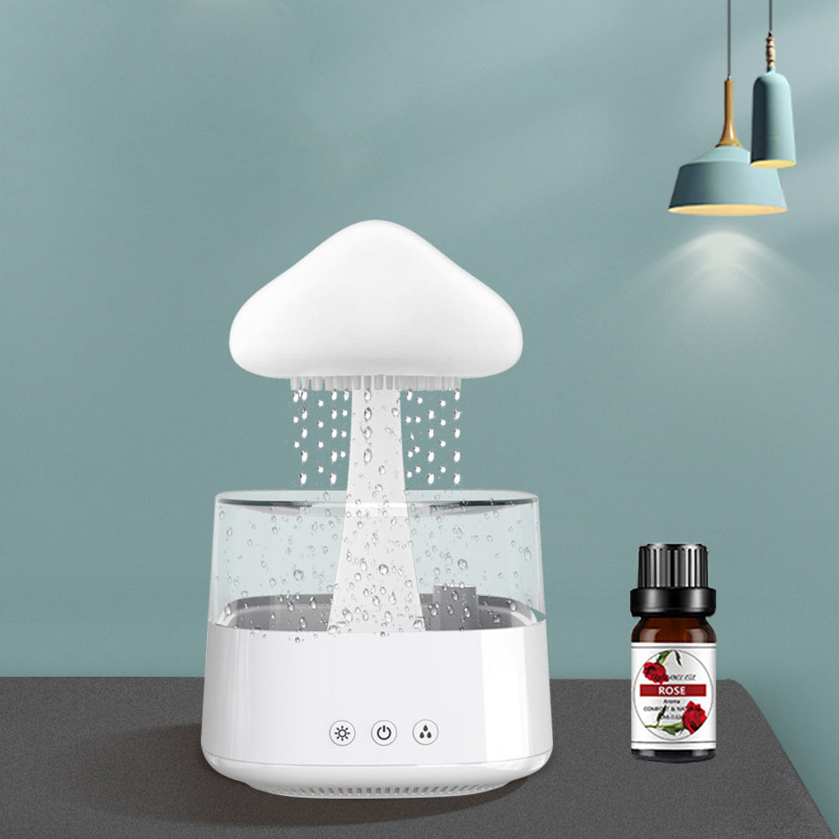 Humidificateur de bureau 2-en-1 Nuage de Pluie & Lampe Champignon et goutte active